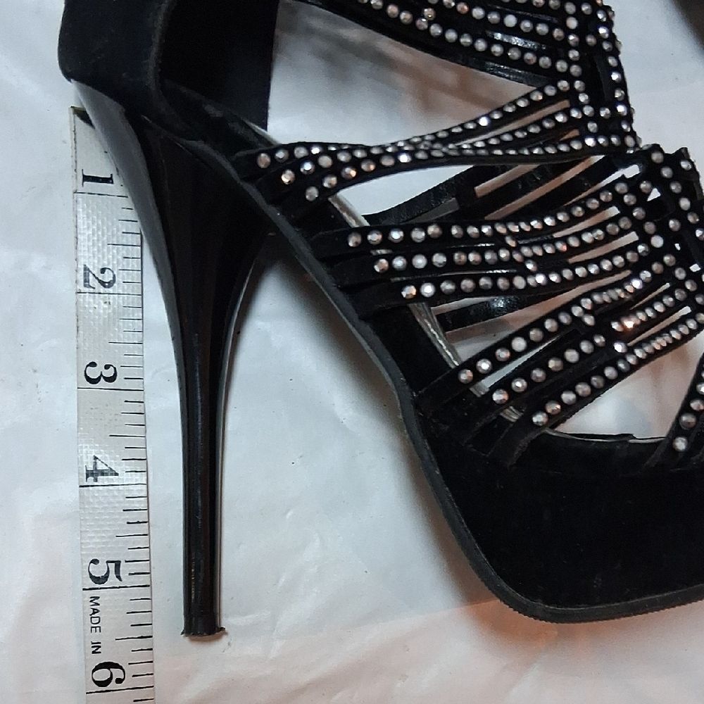 Chic Black Rhinestone Heels - Picture 11 of 14